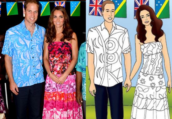 Принц Уильям и Кейт Миддлтон стали героями детской раскраски