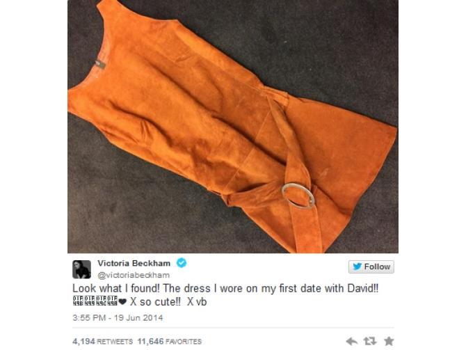 Victoria Beckham a prezentat pe Twitter rochia cu care și-a cucerit celebrul soț