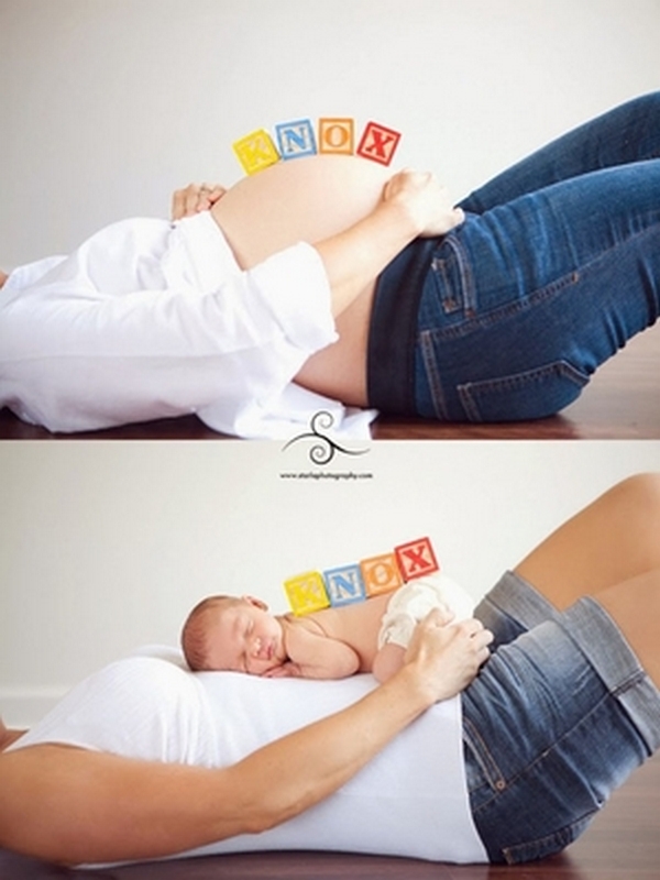 У этих родителей всё в порядке с фантазией. 10 трогательных фото до и после беременности